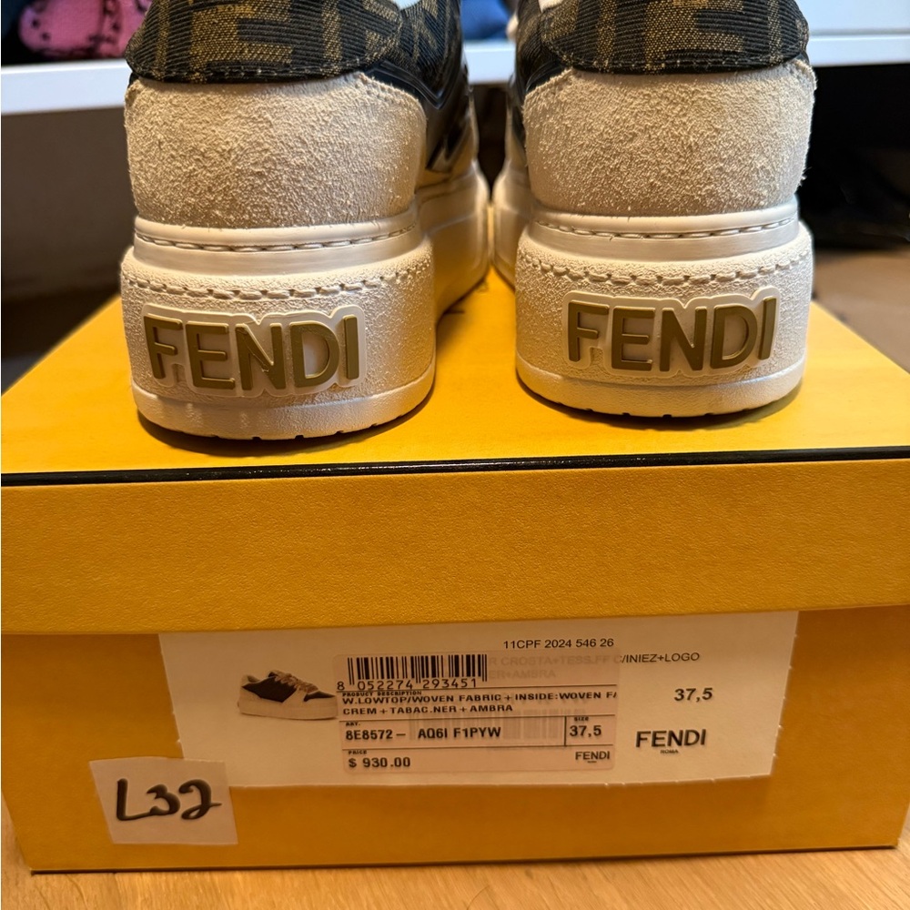Fendi FF Tan and Black Logo Sneakers - Picture 2 of 6